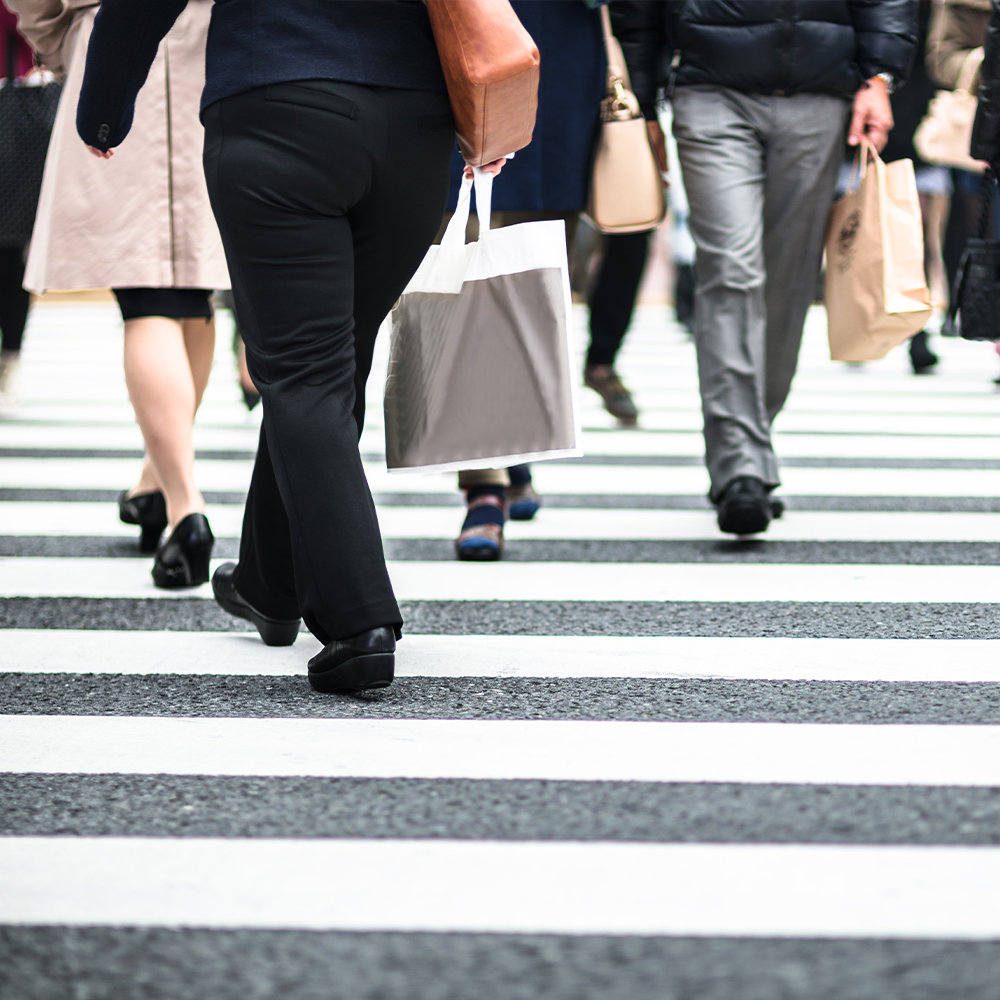 Pedestrians crossing street